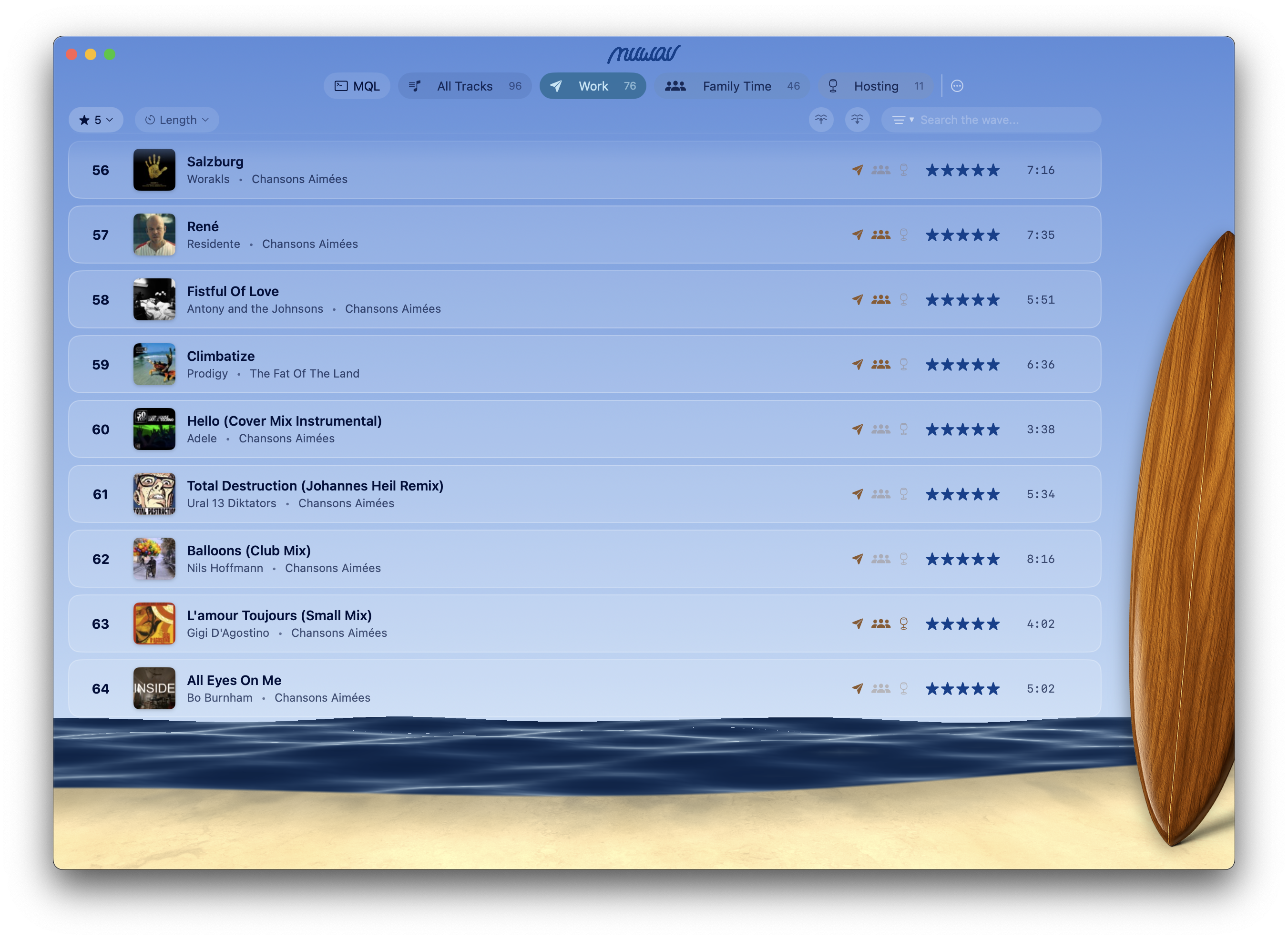 Waves organizing music by context